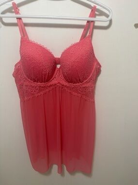 La Vie En Rose Coral Lace Underwire Chemise